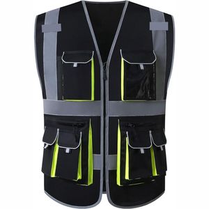 Gilet de sécurité haute visibilité pour homme, réfléchissant, respirant, en maille, sans manches, avec plusieurs poches, pour l'été - Product Image 4