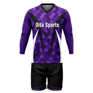 Uniforme de Voleibol Sublimado Morado y Negro para Hombre, Conjunto de Jersey de Manga Larga y Pantalones Cortos, Ropa Deportiva de Poliéster para Entrenamiento y Partido - Product Image 2
