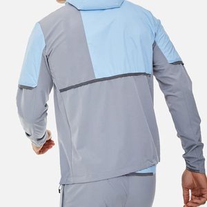 Ensemble coupe-vent pour homme avec capuche, léger, respirant, manches longues, fermeture éclair sur le devant, pantalon avec poches latérales - Product Image 3