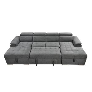 Divano letto Oversize a forma di U da 121 pollici a doppio contenitore Chaise Light Grey per soggiorno con letto a 2 tiri componibile - Product Image 3