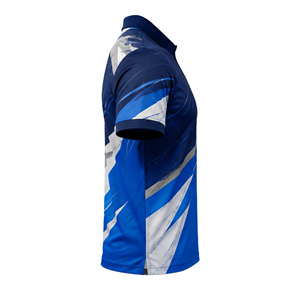 Polo à manches courtes pour homme de haute qualité, imprimé géométrique bleu, personnalisé, séchage rapide, tricoté en polyester, style décontracté, sublimation - Product Image 3