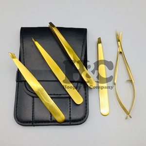 Top <b>Sale</b> Gold Eyebrow Tweezers Professional High Quality Tweezers Pouch Stainless Steel Eyebrow Tweezers <b>Spring</b> Scissor - Product Image 2