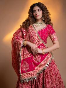 <b>Red</b> Embroidered Silk <b>Lehenga</b> Choli Traditional Indian Pakistani Women's Wedding Dress Set Loose Fit Floor-Length - Product Image 3