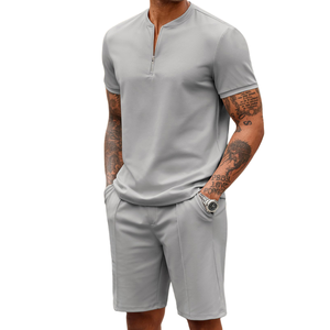 Custom Made Men's Quarter Zip Golf Polo Shirt Shorts <b>Set</b> For Men's Sport Wear Outfits Eco-friendly Lightweight Short <b>Sets</b> Men's - Product Image 1