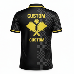 Camiseta de polo de pickleball para hombre con estampado personalizado, de secado rápido, transpirable, elástica en 4 direcciones, con ribete en contraste, manga corta, ropa deportiva OEM ODM - Product Image 4