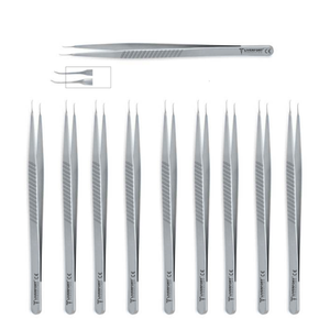 10 pinces dilatatoires courbées pour vaisseaux, pointes de 0,3 mm, 18 cm, micro-pinces pour chirurgie esthétique, instruments chirurgicaux en acier inoxydable CE - Product Image 1