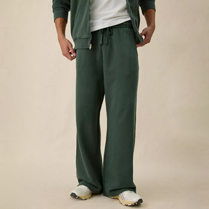 Pantalones Deportivos Anchos Verdes para Hombre, Pantalones Casuales de Felpa de Algodón, Estilo Urbano, con Logotipo Personalizado, Venta al Por Mayor OEM - Product Image 1