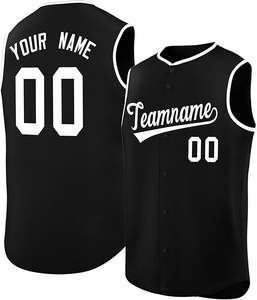 Maillot de baseball sans manches personnalisé de qualité supérieure pour hommes, femmes et jeunes, avec nom et numéro brodés - Product Image 1