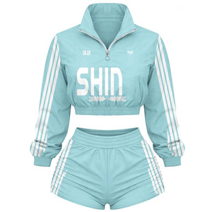 Ensemble tendance coupe courte coupe-vent et short pour femme, survêtement léger en nylon, sweats à capuche pour homme, vente en gros, personnalisable, marque privée, OEM, USA - Product Image 3