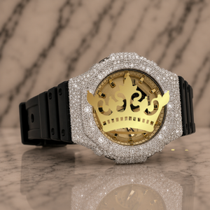 Factory Wholesale Moissanite <b>Watch</b>, <b>Black</b> Strap, Gold Dial, Luxury Sports <b>Watch</b> - Product Image 2