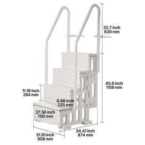 Scala per Piscina 48-54 Pollici con 4 Gradini, Doppio Corrimano, Gradini in Plastica Antiscivolo, Capacità Massima di Carico 400 Libbre - Product Image 5