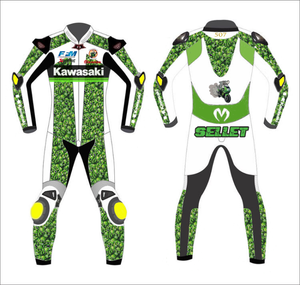 Rawasaki Unisex Cowhide/Kangaroo Custom Leather Motorcycle One Piece Racing Suit Jumpsuit/Traje with Hump CE <b>Level</b> 2 Protective - Product Image 1