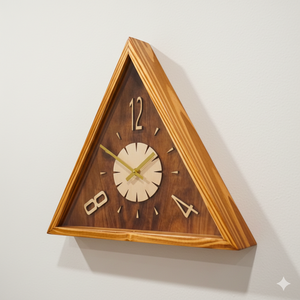 Hermoso Reloj de Pared de Madera Hecho a Mano, Estilo Moderno, Forma Triangular, Estilo Antiguo, Decoración para el Hogar y la Oficina, para Sala de Estar - Product Image 2