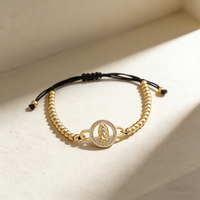 QIKU, pulsera redonda de cristal con incrustaciones de circón de la Virgen María de alta calidad, cuentas hechas a mano, cadena ajustable, regalo de joyería religiosa Unisex