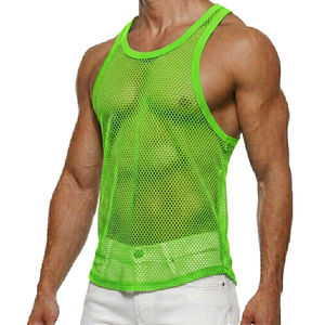 Men Summer Sexy Sheer Mesh Tank Tops See-through <b>Fishnet</b> Slim Fit Tank Vest Male Gym Muscle Tanks Tops Tee - Product Image 6