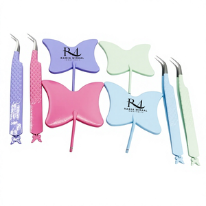 Miroir pour extensions de cils en forme de papillon, 4 couleurs différentes avec revêtement en poudre, et pince à extensions de cils à pointe courbée assortie - Product Image 5