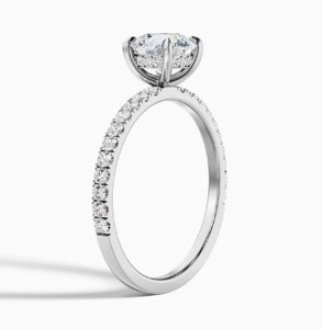 Round Cut Moissanite <b>Ring</b> 925 Sterling <b>Silver</b> White Gold Plated Engagement <b>Ring</b> Classic <b>Solitaire</b> Dainty Minimalist Promise <b>Ring</b> - Product Image 3