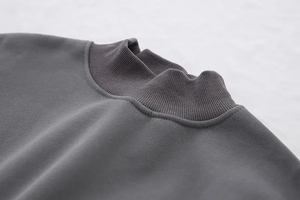 Custom Stand Collar High Quality Autumn Quarter Zip Top Heavyweight 100% Cotton Beaded <b>Sweatshirt</b> with Embroidered Custom Logo - Product Image 4