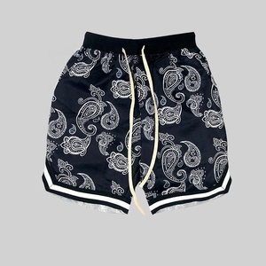 Best-Selling Vintage Warrior Men's Paisley Print Boxing <b>Shorts</b> Black <b>White</b> Loose Fit Drawstring Muay Thai <b>Shorts</b> - Product Image 3