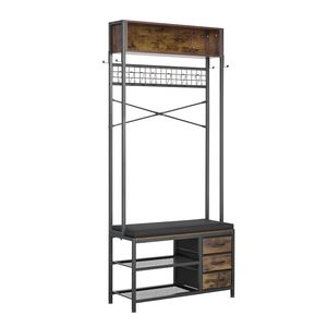 Appendiabiti da ingresso 3-in-1 da 70,9 pollici con panca portascarpe e libreria, organizer con 3 cassetti - Product Image 1
