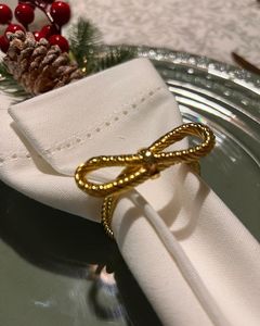 <b>Silver</b> Metal Bow Knot <b>Napkin</b> Rings Modern Design Eco-Friendly Durable Round Shape Table Decoration for Wedding Dining Setting - Product Image 5