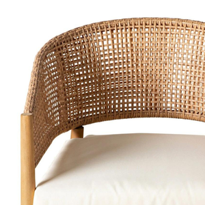 Chaise d'extérieur en rotin avec structure en teck, design moderne du milieu du siècle, mobilier de jardin confortable - Product Image 6