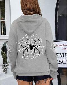 Sweat à capuche Y2K pour femme ROMEO INDUSTRY, imprimé toile d'araignée, mélange de coton, doux, confortable, respirant, décontracté, avec poches - Product Image 5