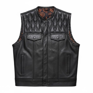 Gilet de motard vintage en cuir véritable robuste pour homme, respirant, coupe-vent, imperméable, offrant une construction solide - Product Image 3