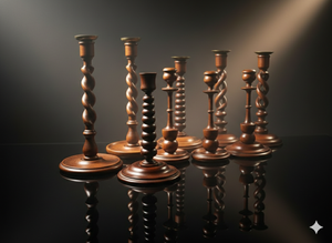 Juego de Portavelas de Madera Vintage Hechos a Mano, Candelabros Antiguos con Diseño de Espiga de Cebada para Mesa de Boda, Día de la Madre, Navidad - Product Image 2