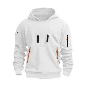 Sudadera con capucha para hombre, estilo urbano Hip-Hop, con media cremallera, color liso, manga larga, holgada, para otoño e invierno - Product Image 4