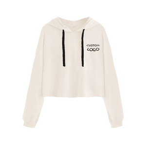 Custom Logo Printed <b>Long</b> Sleeve Crop Top <b>Hoodie</b> <b>Women</b> Fashionable Unique Design Spring Winter Season <b>Women</b> Crop Top <b>Hoodie</b> - Product Image 1
