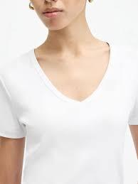 T-shirt femme STELLAR à col en V, coupe classique, tricoté, 240g, soie, décontracté, pour le bureau, 100% coton, blanc, manches courtes, été - Product Image 2