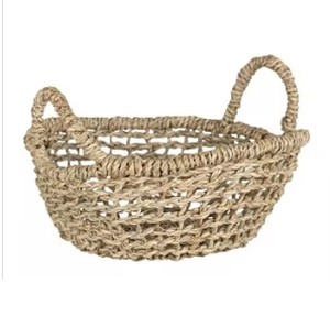 Handwoven Seagrass <b>Storage</b> <b>Basket</b> Durable Eco Friendly Organizer With Handles Stylish Home Decor Multipurpose Use - Product Image 6