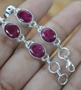 Bracelet ajustable en argent sterling 925 avec rubis naturel, bijoux en pierres précieuses naturelles faits à la main, bracelet classique bohème pour femmes - Product Image 6