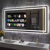 Miroir de salle de bain intelligent LED rectangulaire, le plus vendu en usine, avec TV intégrée, Wi-Fi, Bluetooth, étanche et anti-buée