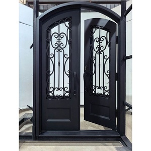Royal Luxury Modern-style Rust-resistant Wrought Iron Entry Main Door <b>Swing</b> Manual Operation Easy Assemble Finished Surface - Product Image 1