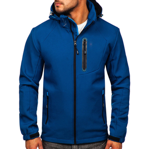 Men's Windproof <b>Waterproof</b> Softshell Bomber <b>Jacket</b> Hooded Collar Zipper Closure Regular Fit <b>Winter</b> Sporty Style Front Logo - Product Image 3