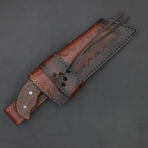 Couteau de chasse gravé à la main avec manche en bois de noyer, couteau à lame fixe, couteaux de chasse OEM - Product Image 2