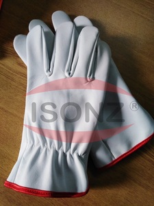 ISONZ Leather Zone Cowhide Calf Leather Fully Palm <b>Driver</b> Safety <b>Gloves</b> Anti-Cut Heat Resistant 10 Inch 1.2mm Thick - Product Image 4