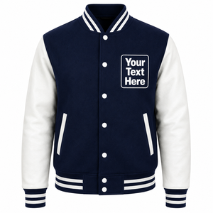 Veste varsity slim d'hiver pour homme personnalisée, noir et rose, texte imprimé sur le devant et le dos par transfert thermique, style décontracté, coupe régulière, 100% laine - Product Image 5