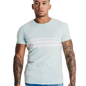 T-shirt à manches courtes bleu clair pour homme, coupe classique, col rond, décontracté, respirant, 100% polyester, couleur unie, usage quotidien, anti-rides - Product Image 6