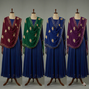 Voile africain pour foulard et hijab |   Écharpe en Chiffon de Luxe Broderie Florale et Strass pour l'Été en Afrique de l'Ouest - Product Image 4