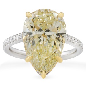 7.03 Carat Light Yellow Pear Cut Diamond Yellow Gold Rhodium Plated Engagement Anniversary Luxury Signature Wrap Ring - Product Image 5