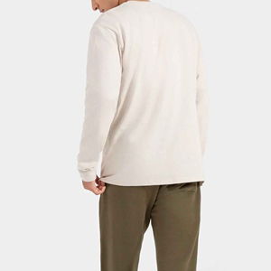 เสื้อยืดผู้หญิงผ้าฝ้ายคอตตอน 180 กรัม ทรงธรรมชาติ ปรับขนาดได้ ระบายอากาศดี แขนยาว คอกลม ไหล่ตก เรียบง่าย สีพื้น สไตล์ลำลอง - Product Image 2