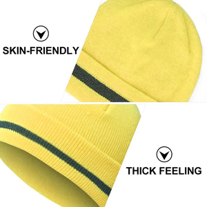 Gorro de Punto Sublimado Amarillo, Unisex, Casual, para Invierno, Color Sólido, 100% Acrílico, con Detalle de Botón - Product Image 5