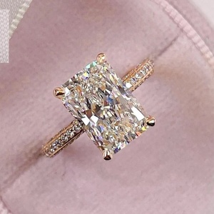 14K Solid Gold Radiant Cut Diamond <b>Ring</b> High Quality VVS Moissanite Certified <b>Emerald</b> Cut for <b>Men</b> Women for Wedding - Product Image 1