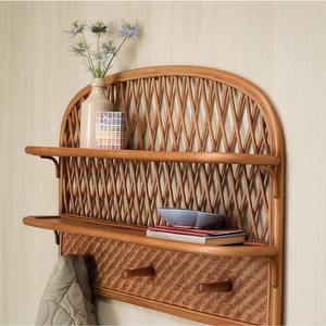 Natural Arch Rattan wall-mounted <b>shelf</b> 3 Tier Bamboo Floating Racks Small <b>Bedroom</b> Kids Nursery Toy Book Storage Wall <b>Shelf</b> Unit - Product Image 4