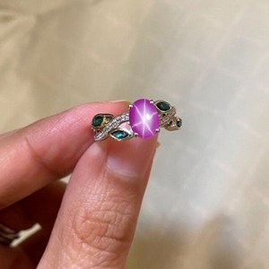 Anillo Vintage Lindy Star con Rubí Rosa, Plata de Ley, Gema Ovalada Cabujón, Anillo Lindy Star con Rubí, Anillo Estrella de Rubí, Regalo para Mujer - Product Image 5