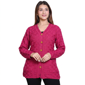 Conjunto de Suéter de Lana para Mujer, Color Sólido, Cuello Camisero, Chaqueta con Botones, Pantalones, Ecológico, Personalizable, Elegante, Ropa de Otoño - Product Image 3