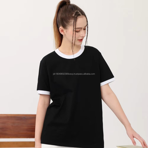 Camiseta de algodón con estampado de timbre para hombre y mujer, camisetas de cuello redondo con bloqueo de Color a la moda, diseño personalizado, material de algodón 100% - Product Image 1